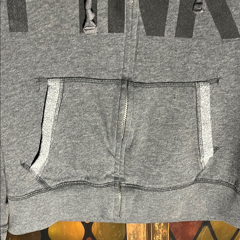 Victoria’s Secret Gray Zip-Up Hoodie w/PINK Logo on front, multicolor 86 on back - Picture 6 of 7